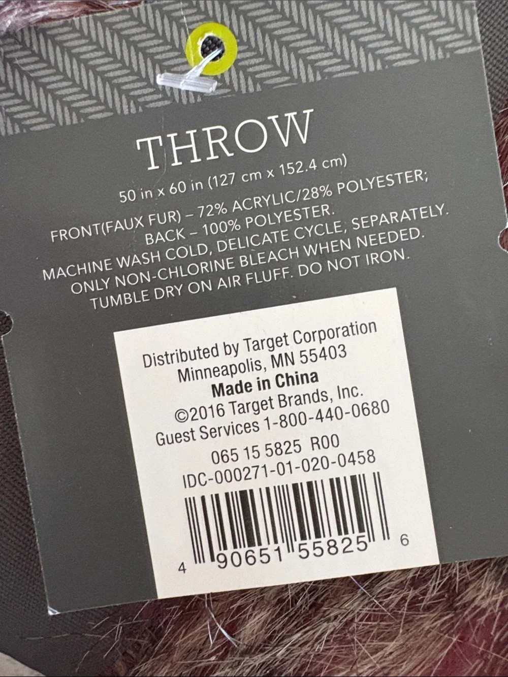 Threshold Faux Fur Throw - Burgundy and Gray Mix